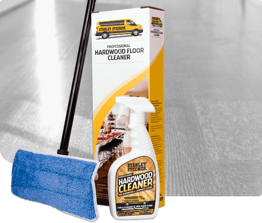 Hardwood-Floor-Cleaning-Hardwood-Maintenance-Kit Stanley Steemer hardwood floor cleaning maintenance kit with hardwood cleaner spray and mop.