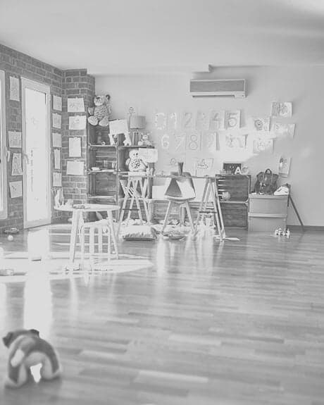 Hardwood floor in play area of daycare Hardwood floor in play area of daycare