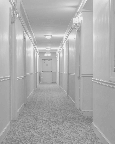 Hallway of apartment complex Hallway of apartment complex with carpeting