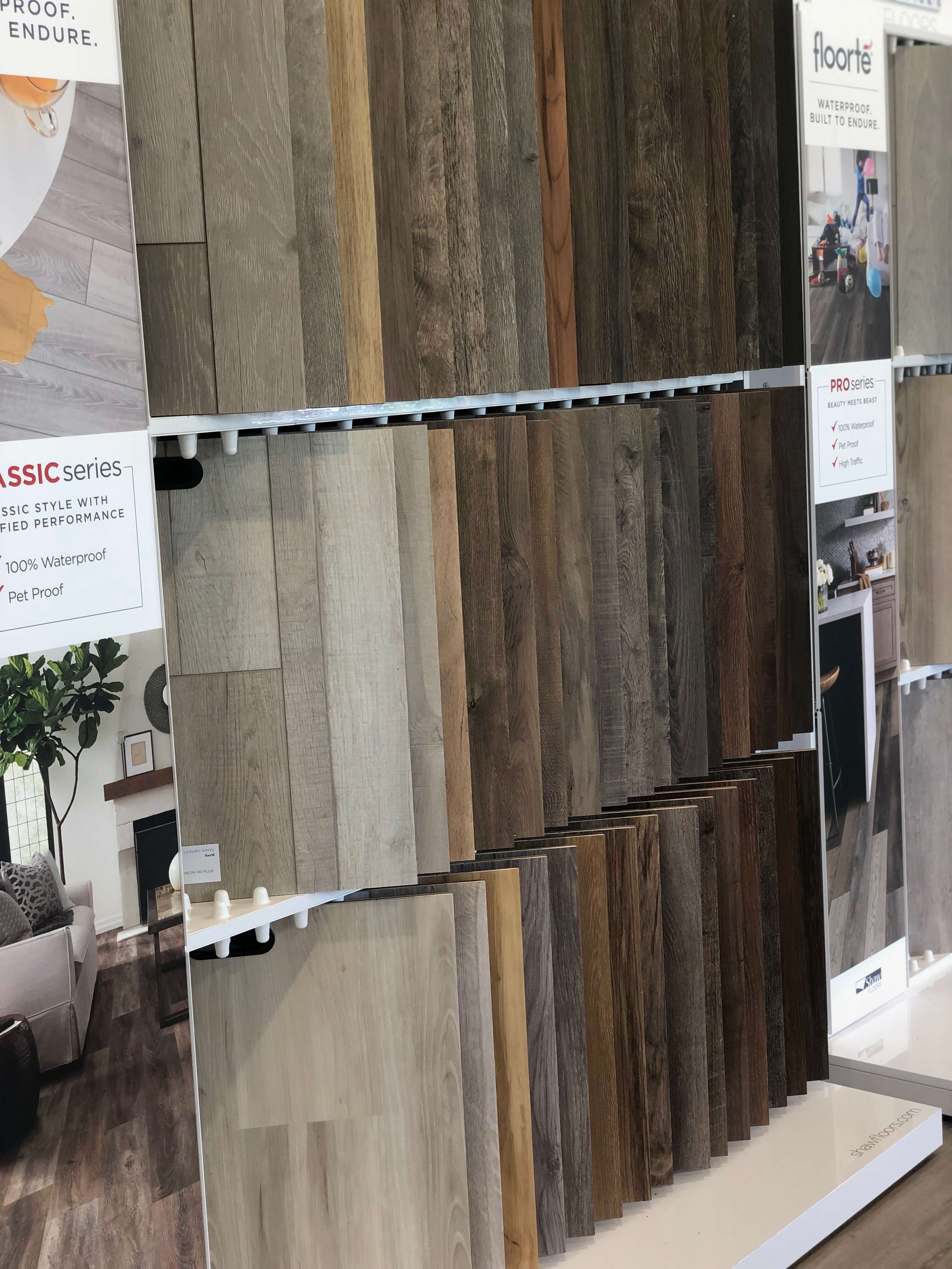 LVT samples featured in Stanley Steemer floor showroom in Kalamazoo