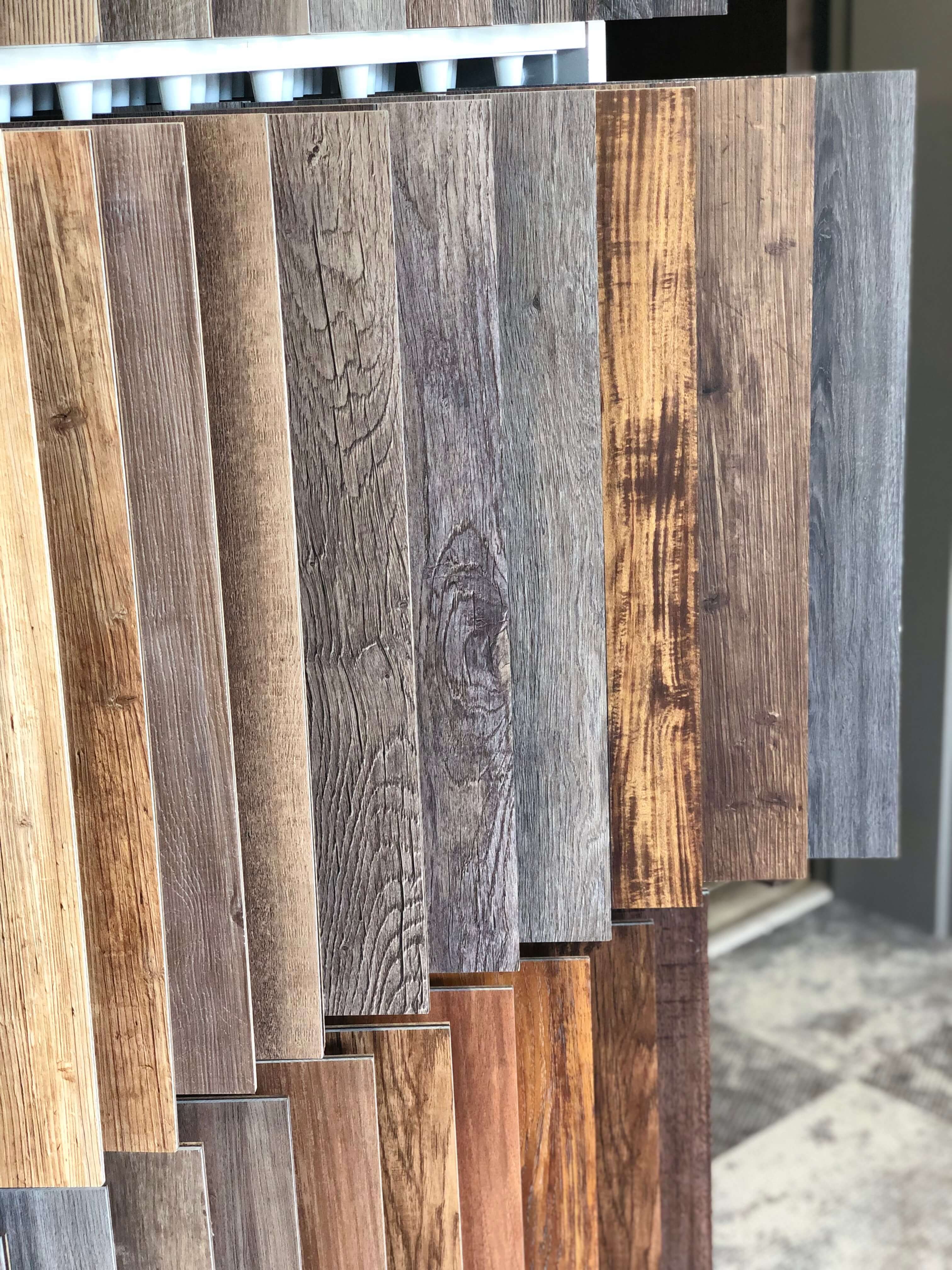 Hardwood floor samples at Stanley Steemer Kalamazoo Showroom