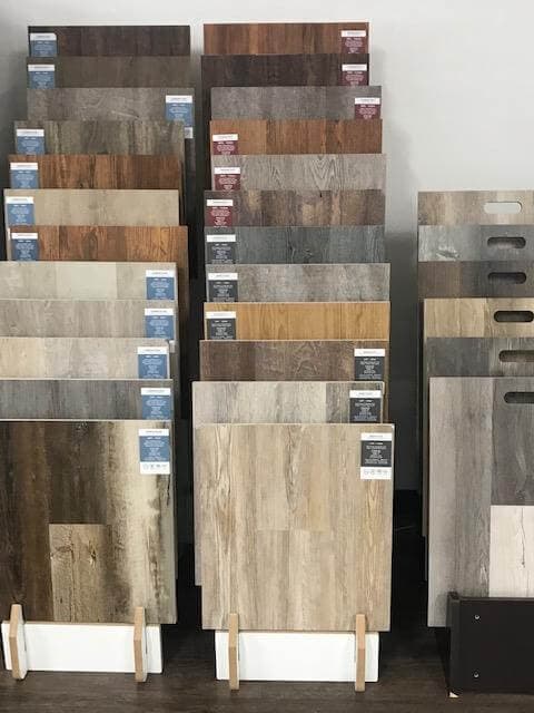 LVT flooring samples at Grand Rapids Stanley Steemer showroom