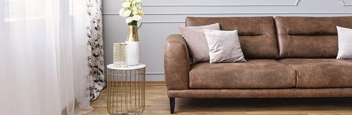 Clean leather sofa in living room