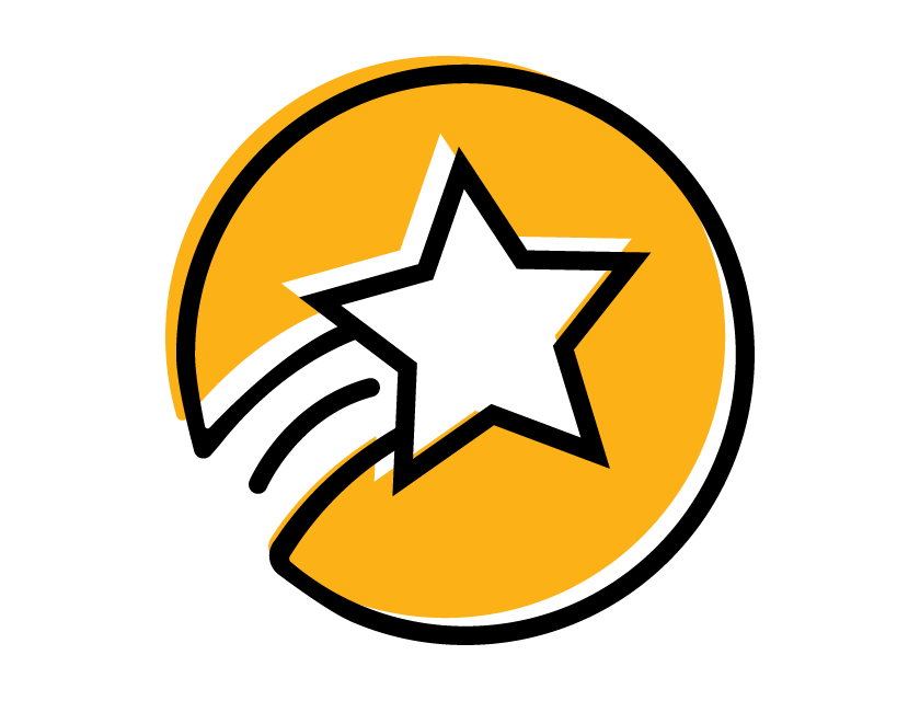 Graphic Design of a Shooting Star Pointing to the Upper Right