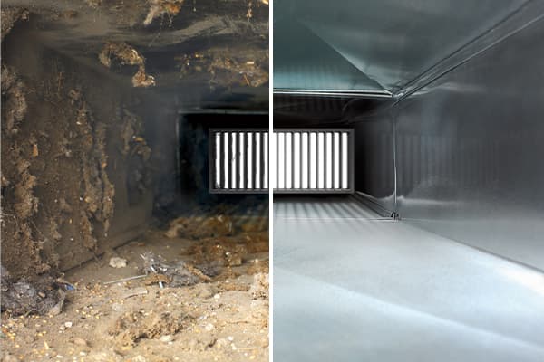 Before and after of commercial air duct cleaning Before and after of commercial air duct cleaning