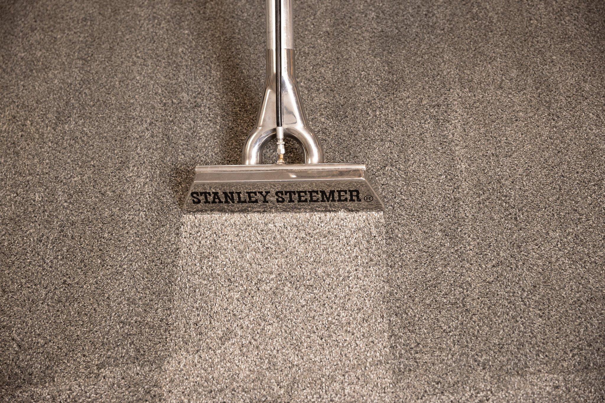 Stanley Steemer Vac closeup of stanley steemer wand cleaning tan carpet