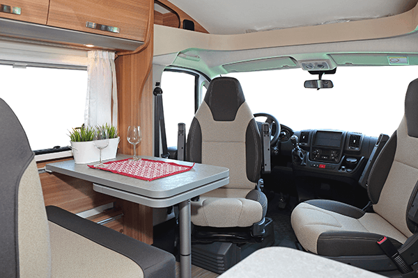RV Upholstery RV seats surrounding a small table