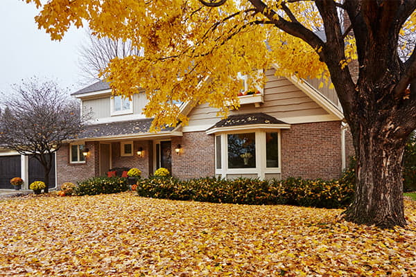 Fall-Cleaning-Checklist-Blog Outside of home with fall foliage