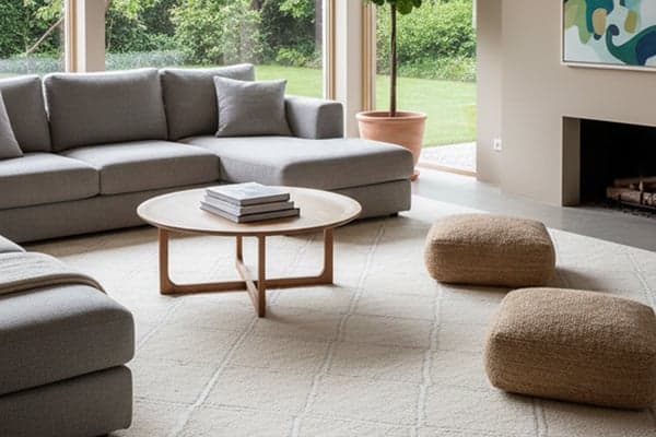 living room with carpet and windows to outside during spring